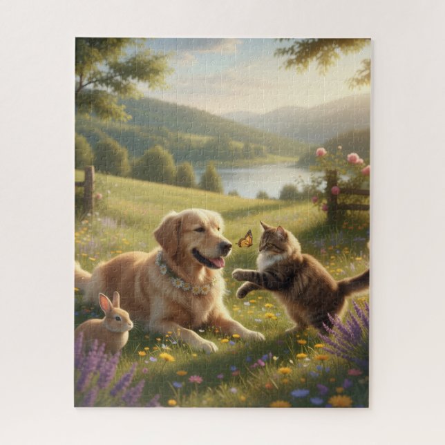 Innocent Friendship in Nature's Embrace Jigsaw Puzzle (Vertical)