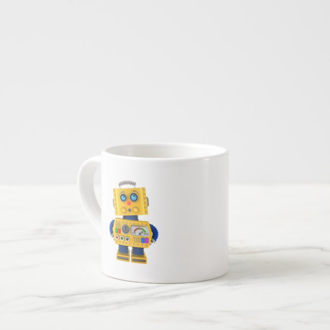 Innocent looking toy robot espresso cup (Front Left)
