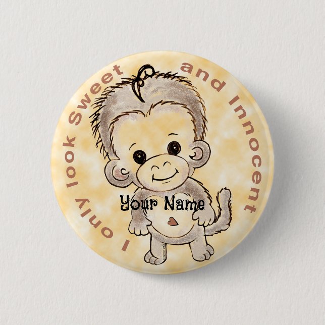 Innocent Monkey  2 Inch Round Button (Front)