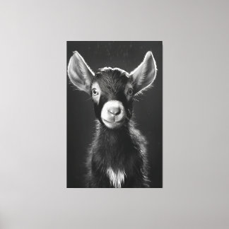 Innocent Monochromatic Minimalist Baby Goat Canvas Print