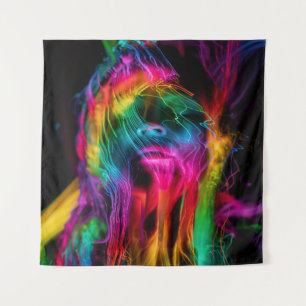 Innovative Lightpainting Portrait Art Technique Tapestry