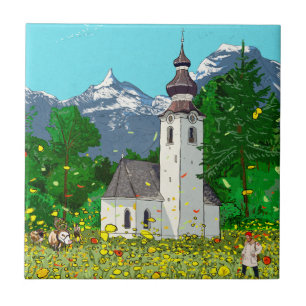  Innsbruck Austria Landscape Whimsical Art Tile