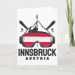 Innsbruck Austria Ski Resort Retro Skiing Card