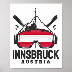 Innsbruck Austria Ski Resort Retro Skiing Poster