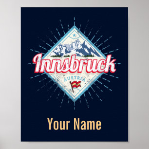Innsbruck Tyrol Austria Retro Alps Vintage Luggage Poster