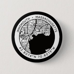 Innsmouth City Map Lovecraft 2 Inch Round Button