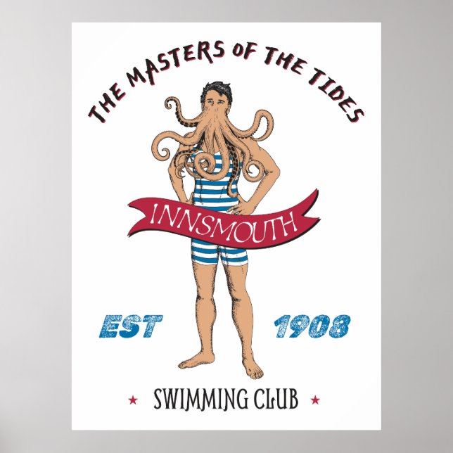 Innsmouth Lovecraft Cthulhu Swimming Club Poster (Front)