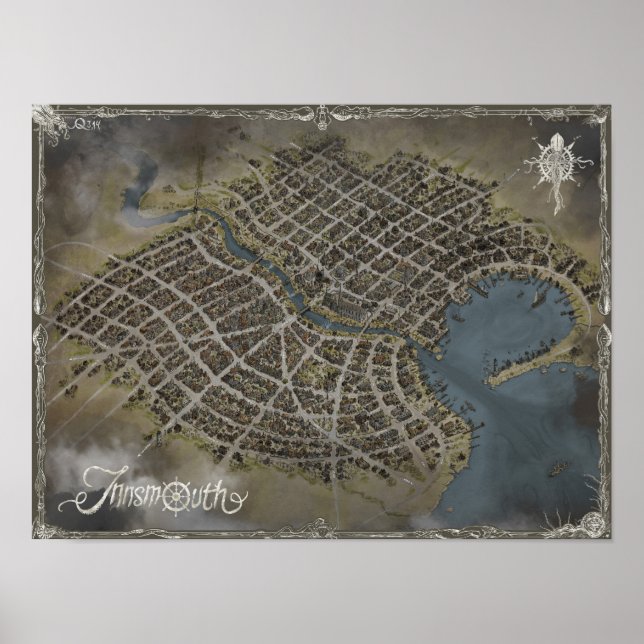 Innsmouth map, Lovecraft world Poster (Front)