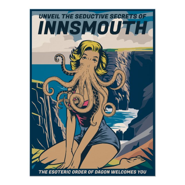 Innsmouth Pin-up Cthulhu Travel Poster Lovecraft (Front)