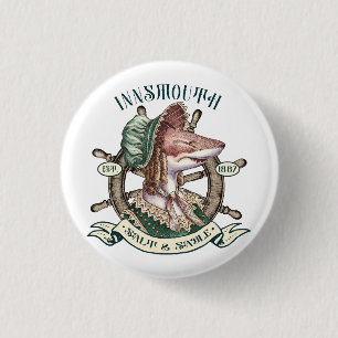 Innsmouth Salt & Sable - Shark Lady 1 Inch Round Button