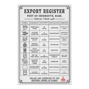Innsmouth Shipping Manifest Vintage Deep Sea Poster