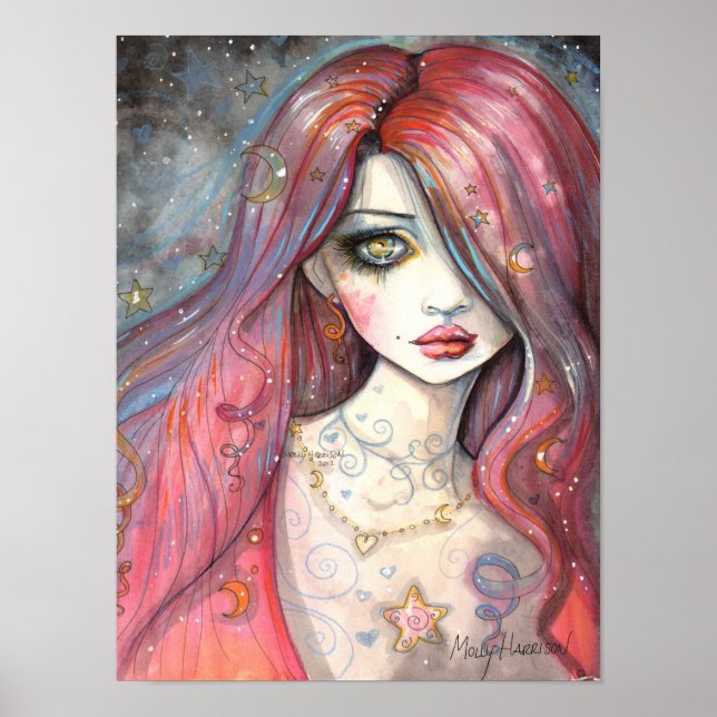 Inquiète 12 x 16 Poster Contemporary Girl Imaginai (Devant)