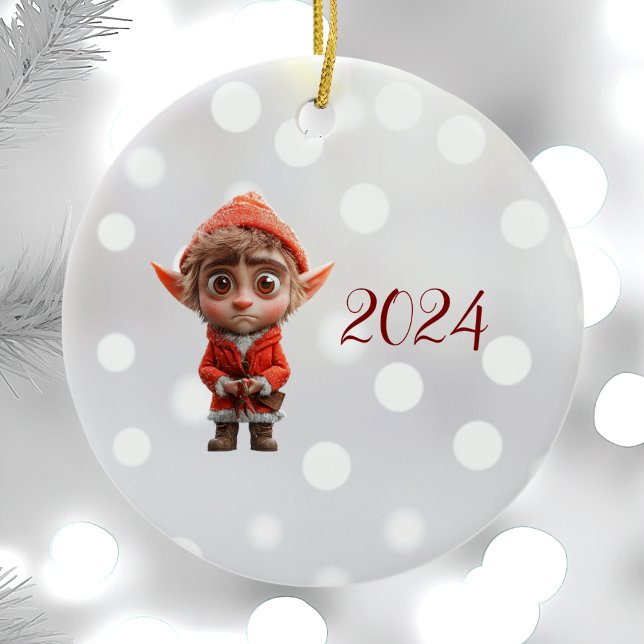 Inquiète Petit Elfe Noël Elfe Ornement en céramiqu (Créateur téléchargé)