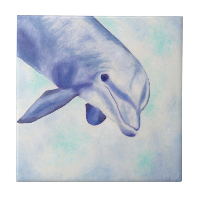 Inquisitive Dolphin Square Tile (Front)