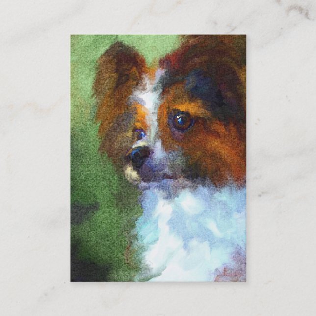 Inquisitive Papillon Profile Business Cards (Front)