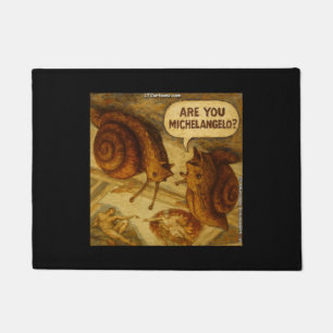 Inquisitive Snail & Michelangelo Parody Cartoon  Doormat