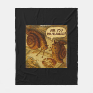 Inquisitive Snail & Michelangelo Parody Cartoon Fleece Blanket
