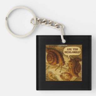 Inquisitive Snail & Michelangelo Parody Cartoon Keychain