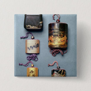 Inro and tobacco pouch 2 inch square button