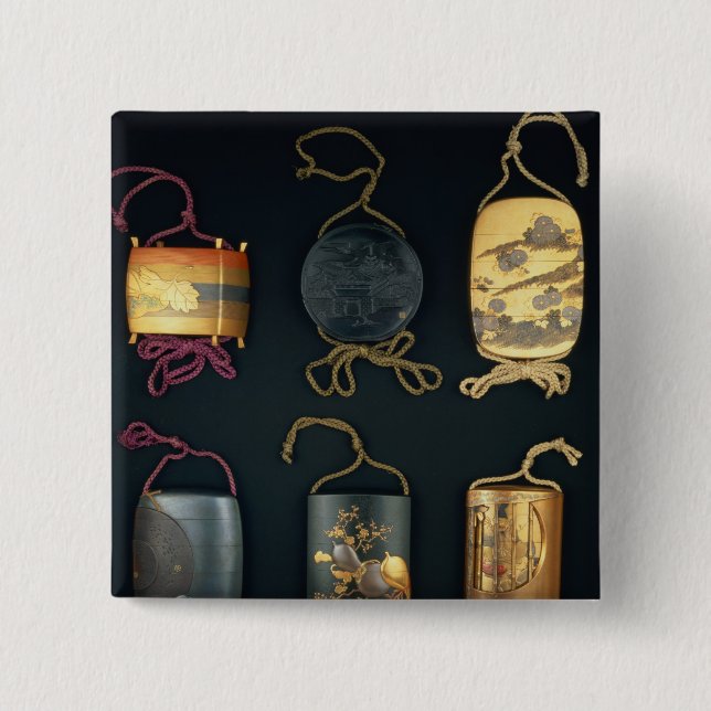 Inro Cases, 19th century 2 Inch Square Button (Front)