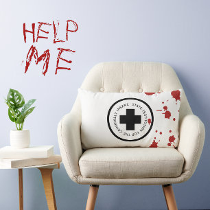 Insane Asylum Psych Hospital Blood Spatter Lumbar Pillow