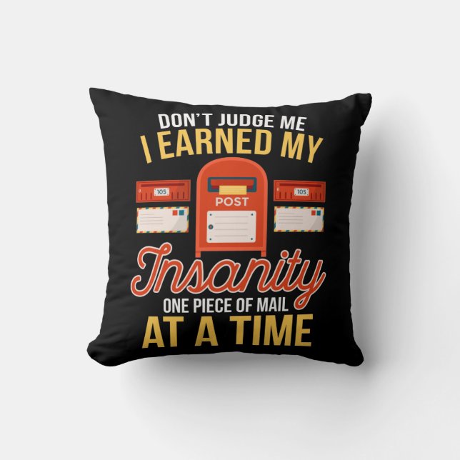 Insane Postman Funny Christmas Retired Mailman Throw Pillow (Front)