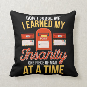 Insane Postman Funny Christmas Retired Mailman Throw Pillow