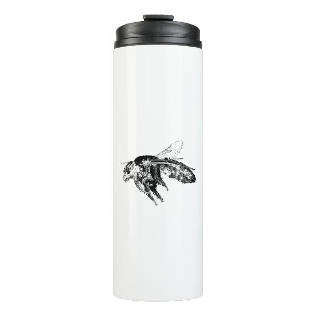 Insect bee Black Thermal Tumbler (Front)
