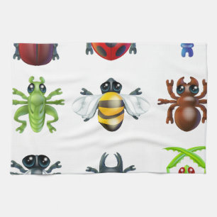 Insect bug icons kitchen towel