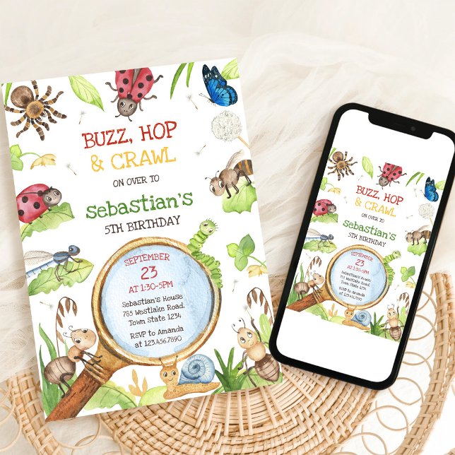 Insect Bug Party Birthday Invitation (Creator Uploaded)