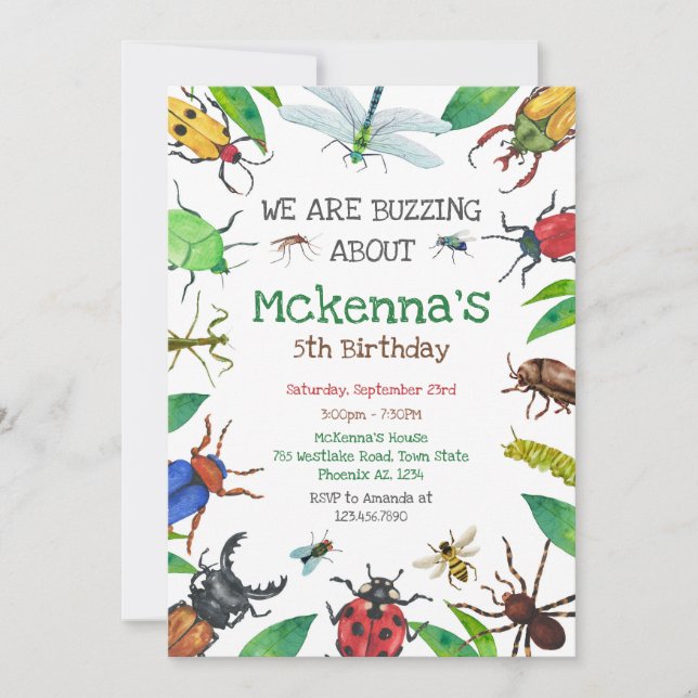 Insect Bug Party Birthday Invitation (Devant)