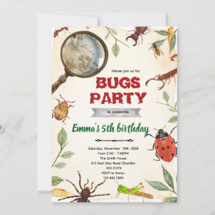 Insect Bugs Birthday party Invitation
