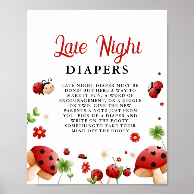 Insect Lady Late Night Diaper Baby Shower Game Poster (Front)