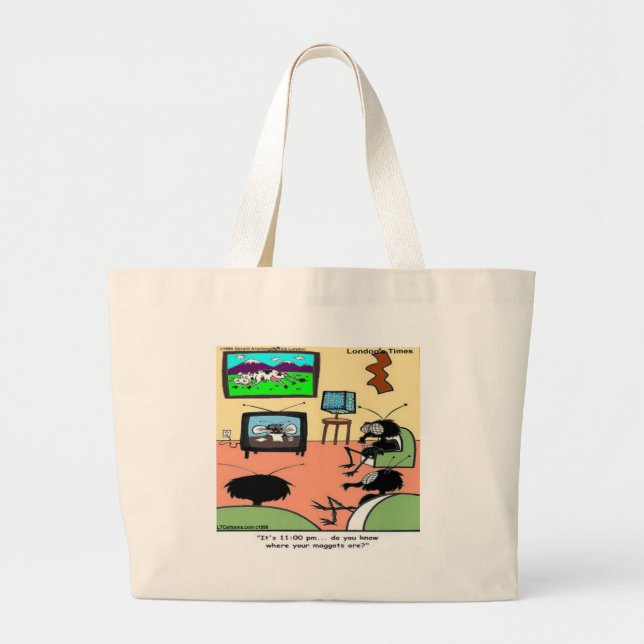 Insect Parents Funny Cartoon Large Tote Bag (Front)