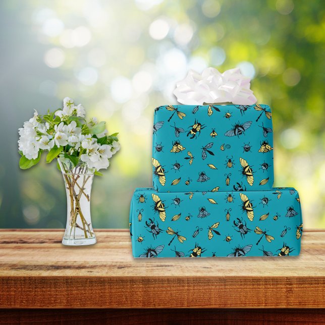 Insect Pattern | Teal Wrapping Paper (Creator Uploaded)