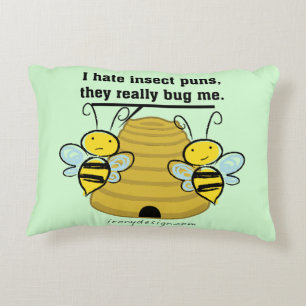 Insect Puns Bug Me Funny Bumble Bees Decorative Pillow