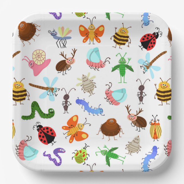 Insects Birthday Party Paper Plate (Front)