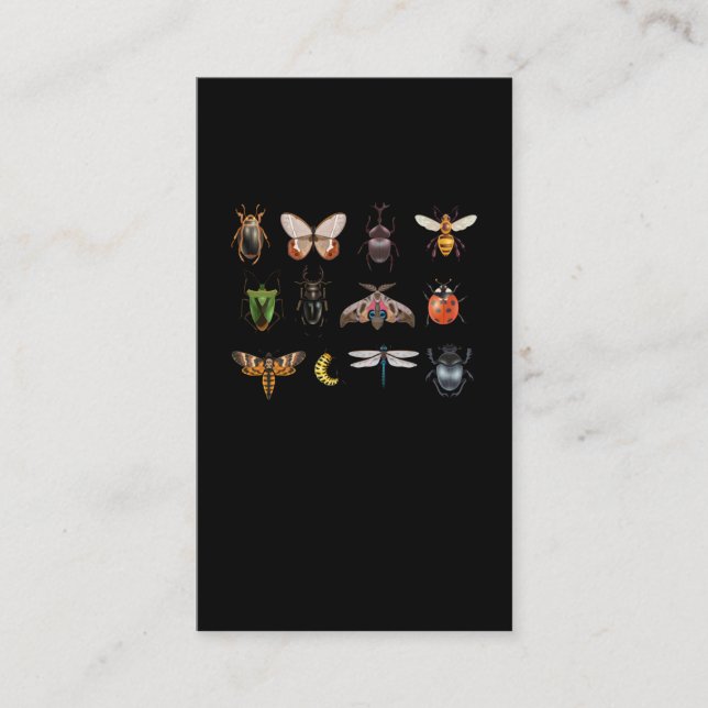 Insects Collection Fly Butterfly Bee Ladybug Business Card (Front)