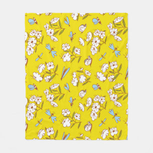 Insects Flowers Butterflies: Summer Seamless Patte Fleece Blanket