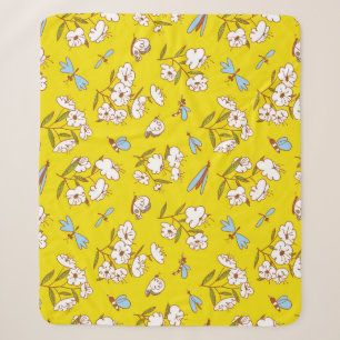 Insects Flowers Butterflies: Summer Seamless Patte Sherpa Blanket
