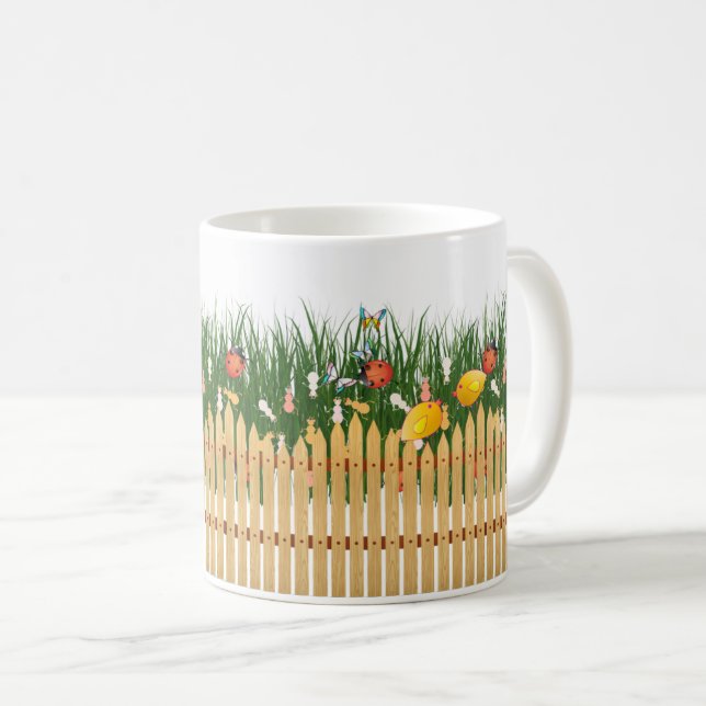 Insects in a Green Grass Garden – Nature-Inspired  Coffee Mug (Front Right)