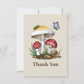Insects Mushroom Woodland Nature Thank You Card