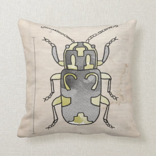Insects Series- Red Beetle+ Beetle 2 for 1 Throw Pillow