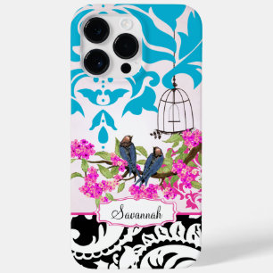 Inséparable Birdcage Pink Aqua Damask coque iphone