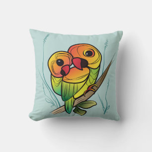 Inseparable Parrots Throw Pillow