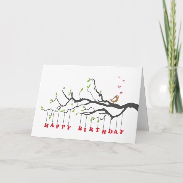 Inséparable sur les branches d'arbre joyeuse carte (Devant)