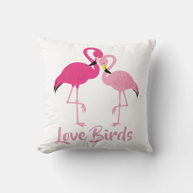 Inséparable Valentines Jour Coussin avec Flamants  (Recto)