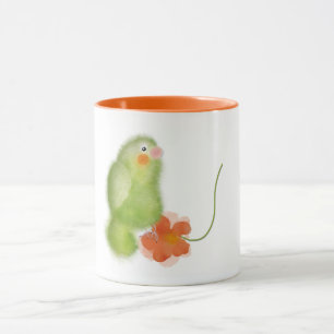 Inséparable vert avec mug fleur par ORDesigns.