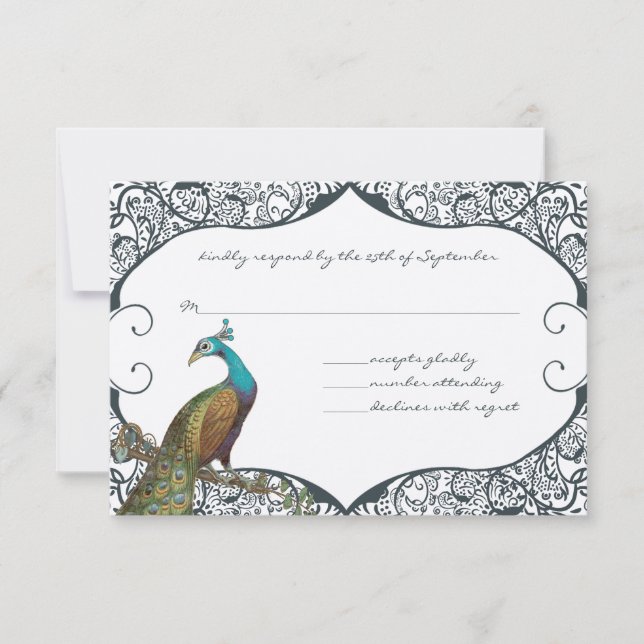 Inséparable Whimsical Peacock de la Marine RSVP (Devant)