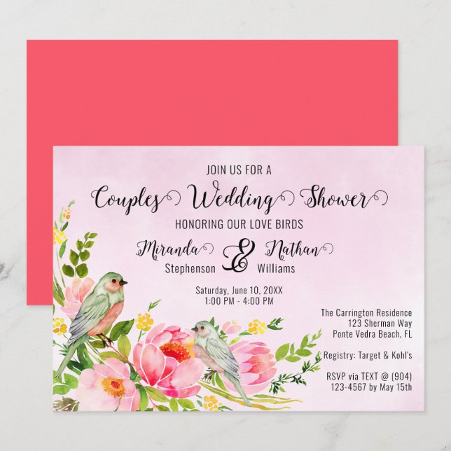 Inséparables Couples Wedding shower Invitation (Devant / Derrière)